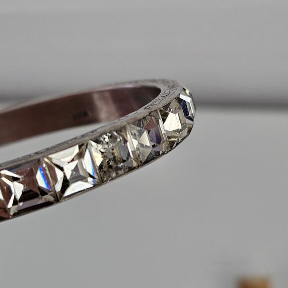 VTG Art Deco channel set bangle bracelet clear stones sterling C.S.S. Co - Picture 5 of 9